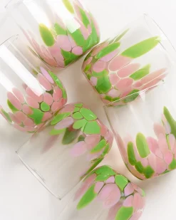 Motel a Miio Alegria 6er Set Glas Groß drops rosa grün Best Sale