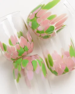 Motel a Miio Alegria Set Of 4 Glass Large Drops Pink Green drops rosa grün Flash Sale