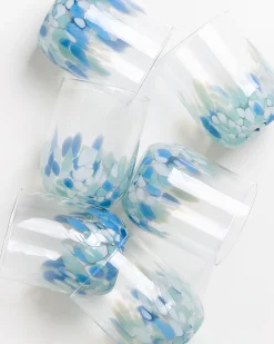 Motel a Miio Alegria Set Of 6 Glass Large drops blue white Clearance