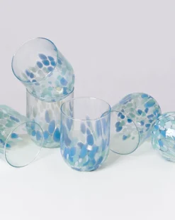 Motel a Miio Alegria Set Of 6 Glass Large drops blue white Clearance