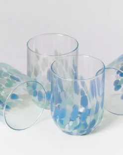 Motel a Miio Alegria Set Of 4 Glass Large drops blue white Clearance