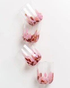 Motel a Miio Alegria Set Of 4 Glass Large drops amber pink New