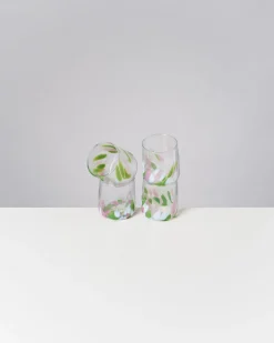 Motel a Miio Alegria Set Of 4 Glasses Small big drops pink green Best Sale