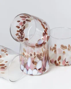 Motel a Miio Alegria Set Of 4 Glasses Small big drops amber pink Clearance