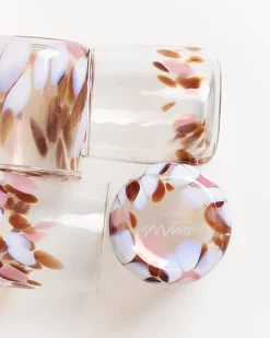 Motel a Miio Alegria Set Of 4 Glasses Small big drops amber pink Clearance