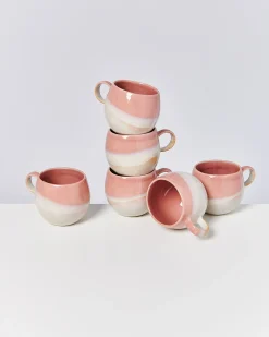 Motel a Miio Bica - Set Of 6 Mugs Big Pink, Cream pink cream Fashion