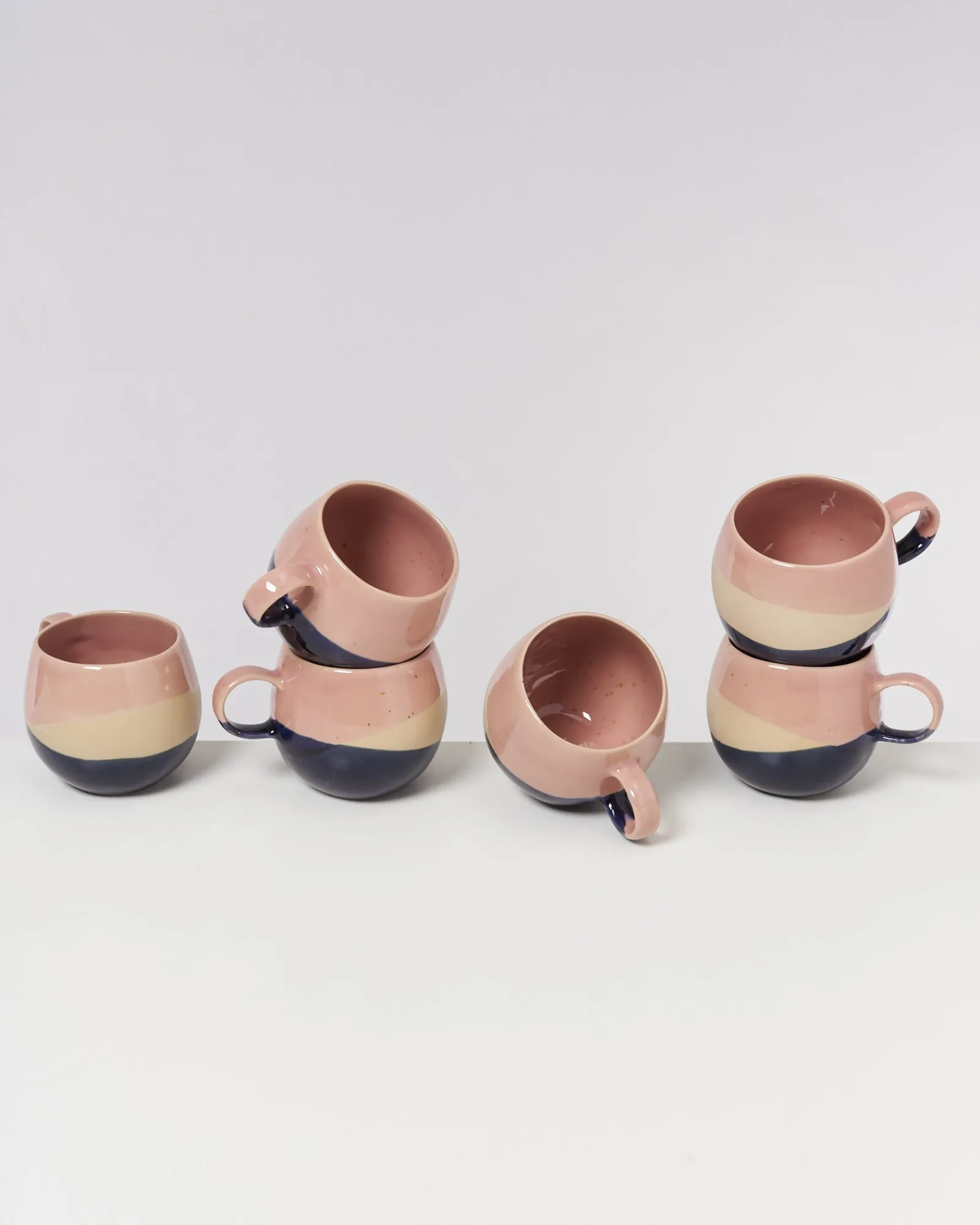 Motel a Miio Bica - Set Of 6 Mugs Big Pink, Navy, Cream pink navy cream Best Sale