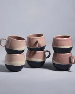 Motel a Miio Bica - Set Of 6 Mugs Big Pink, Navy, Cream pink navy cream Best Sale
