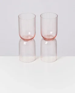 Motel a Miio Joia 4er Set Glas Riffled pink opal Fashion