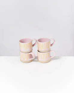 Motel a Miio Nódoa - Mug pink yellow striped Best Sale