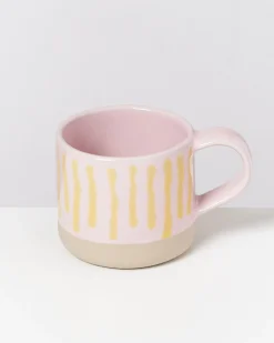 Motel a Miio Nódoa - Set Of 6 Mugs Pink Yellow Striped rosa gelb gestreift New