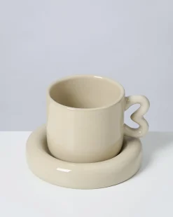 Motel a Miio Seia Cup & Saucer With Heart sand Flash Sale